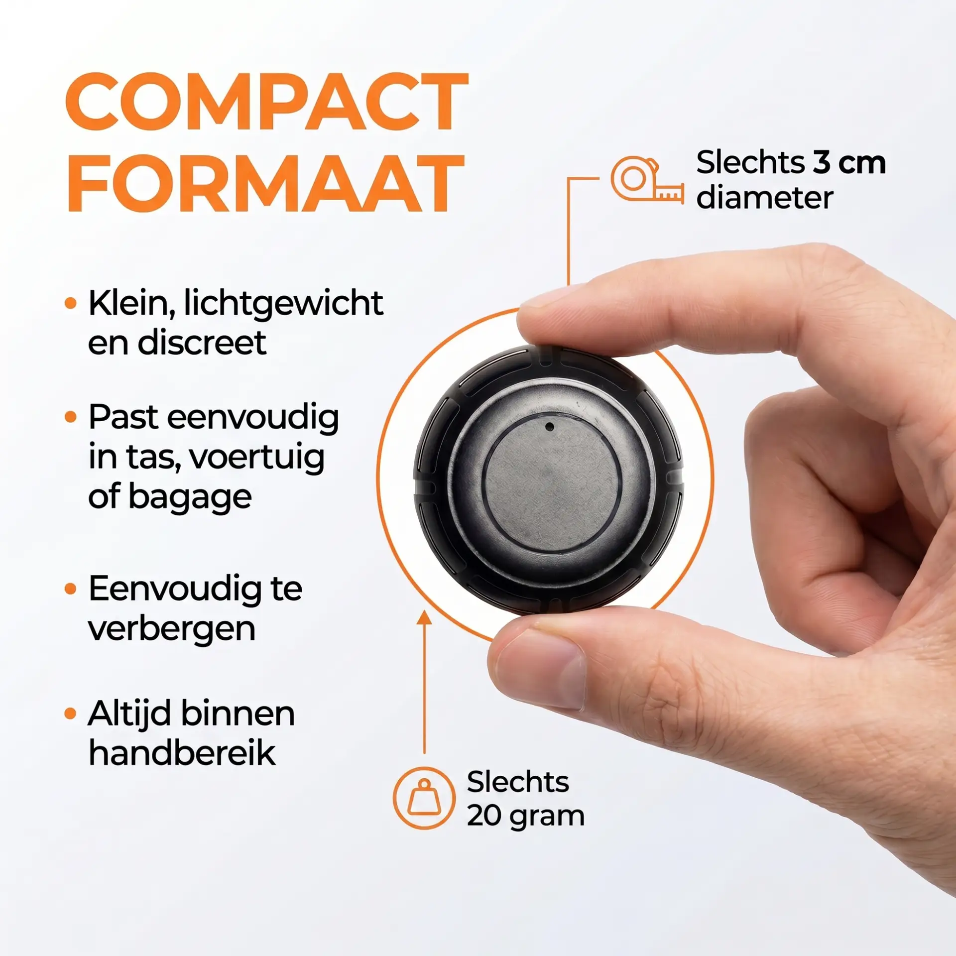 Compacte locatie tracker van 3 cm en 20 gram