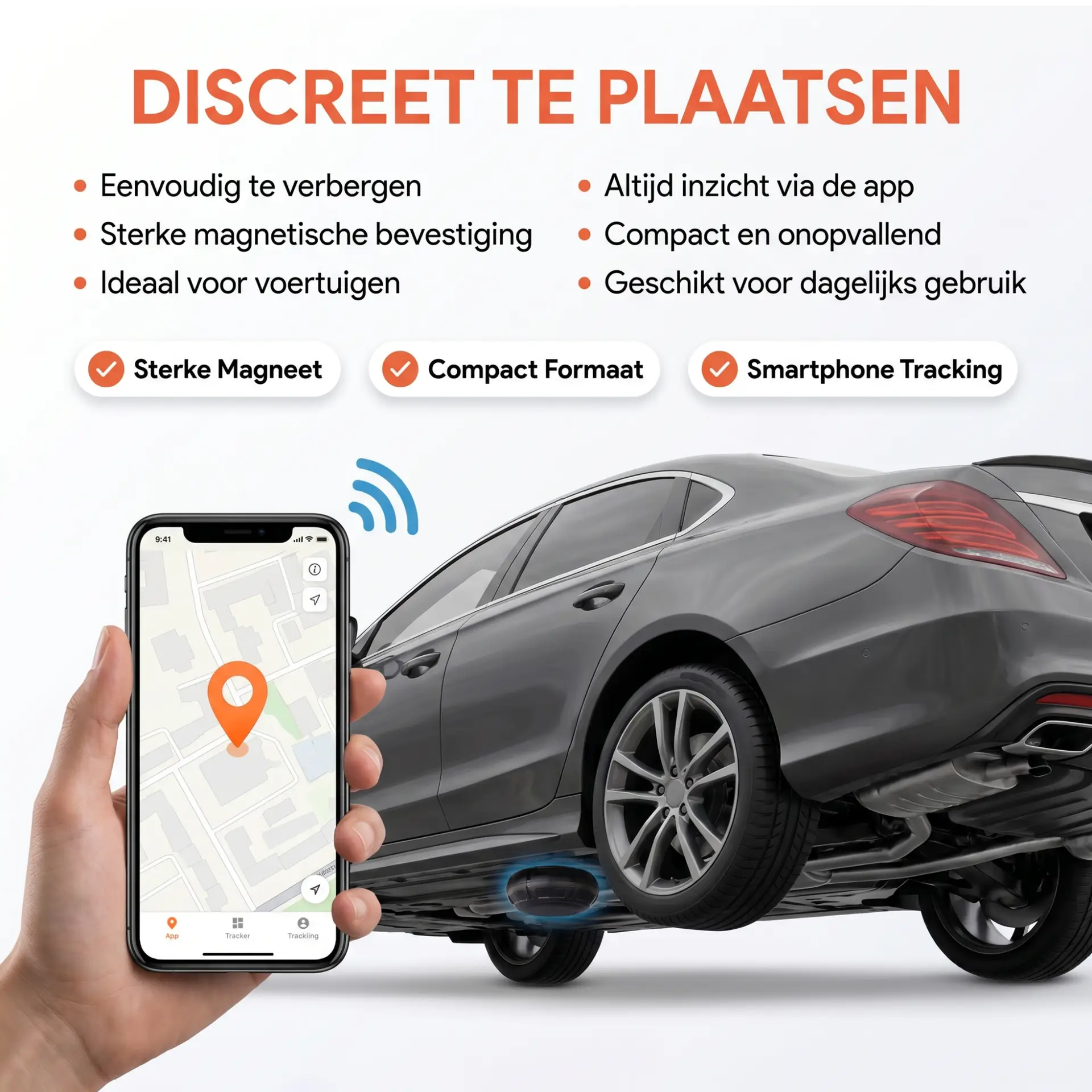 Magnetische GPS tracker zonder abonnement voor auto