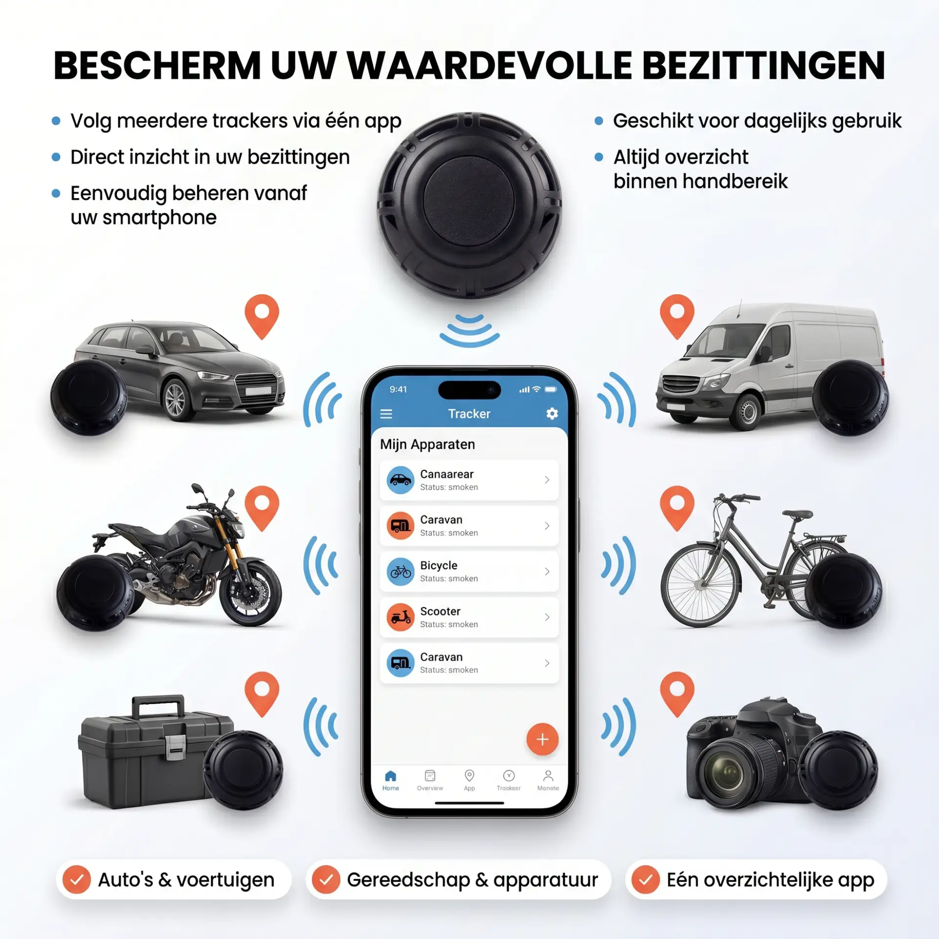 GPS tracker voor auto fiets scooter gereedschap en andere bezittingen