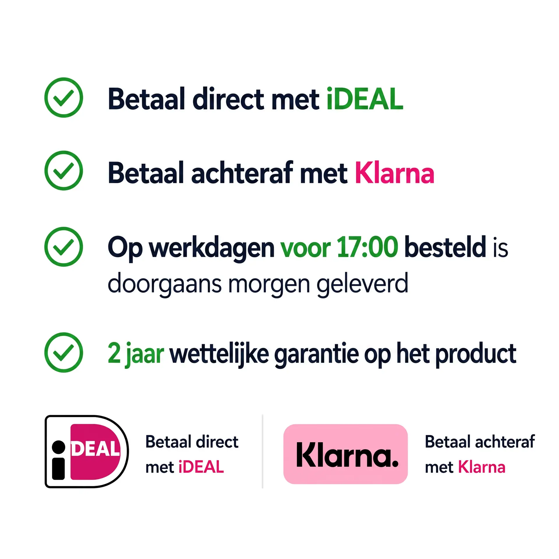 Veilig betalen met iDEAL of Klarna en snelle levering van uw GPS tracker